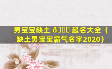 男宝宝缺土 🐋 起名大全（缺土男宝宝霸气名字2020）